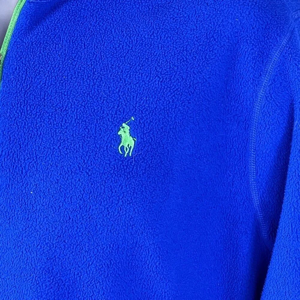 Polo Ralph Lauren Performance Men M 1/4 Zip Fleece Blue Pullover Logo Athleisure